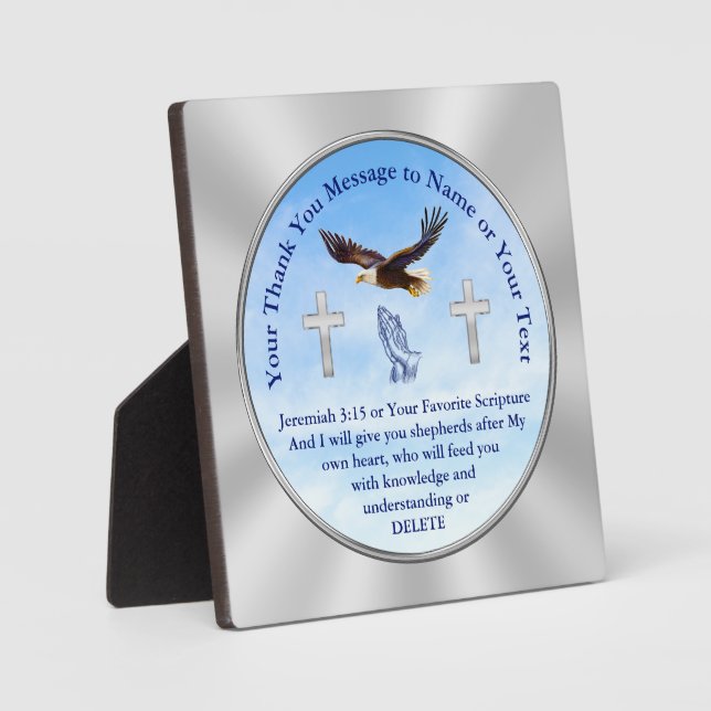 Thank You Gift for Pastor, Friends, Family, Bible Plaque (Front)