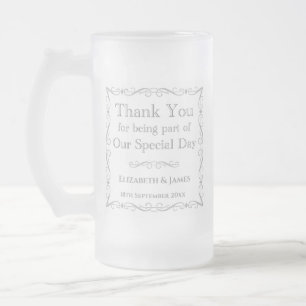 Thank You Gift for Wedding Guests Frosted Glass Beer Mug