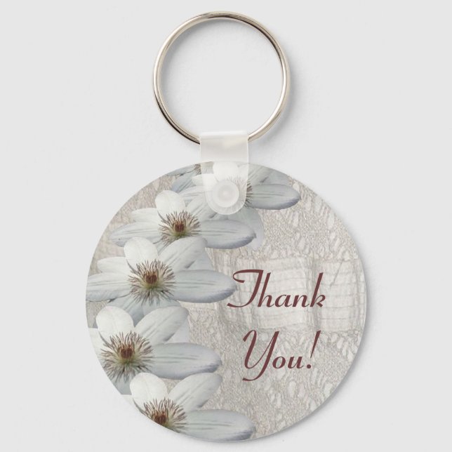 Thank You Gift - Key Chain White Lace and Flowers (Front)