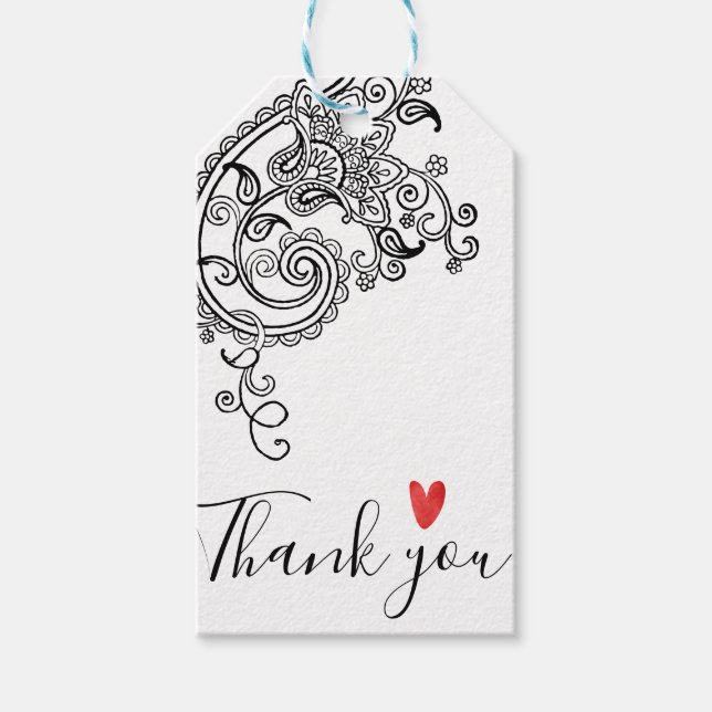 Thank You Gift or Business Tag Red Watercolor Hear (Front)