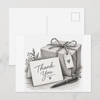 Thank You Gift Package Pencil Sketch Postcard Des