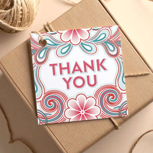 Thank You gift tag with retro flowers (Creator Uploaded)