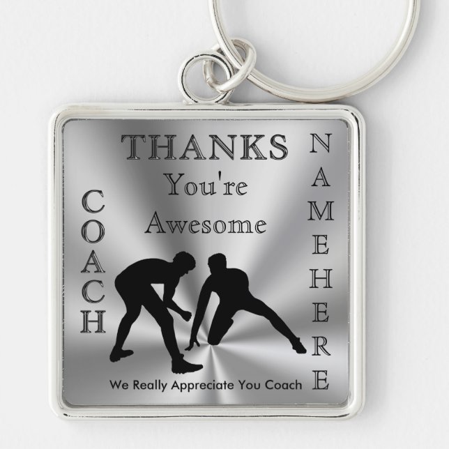 Thank You Gifts for Wrestling Coaches PERSONALIZED Key Ring (Front)