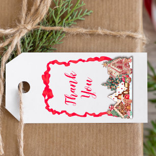 Thank You Gingerbread Gingham Gift Tags