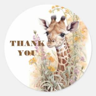 Thank You Giraffe Classic Round Sticker