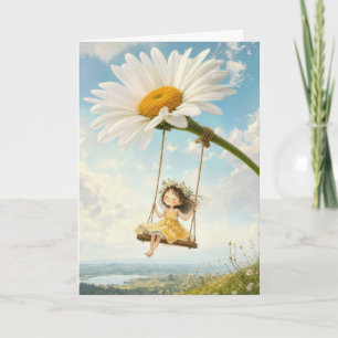 Thank You Girl on a Daisy Swing Card