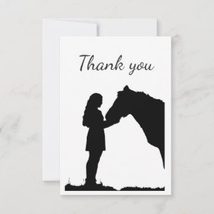 Thank You Girl with Horse Equestrian Farm Animal