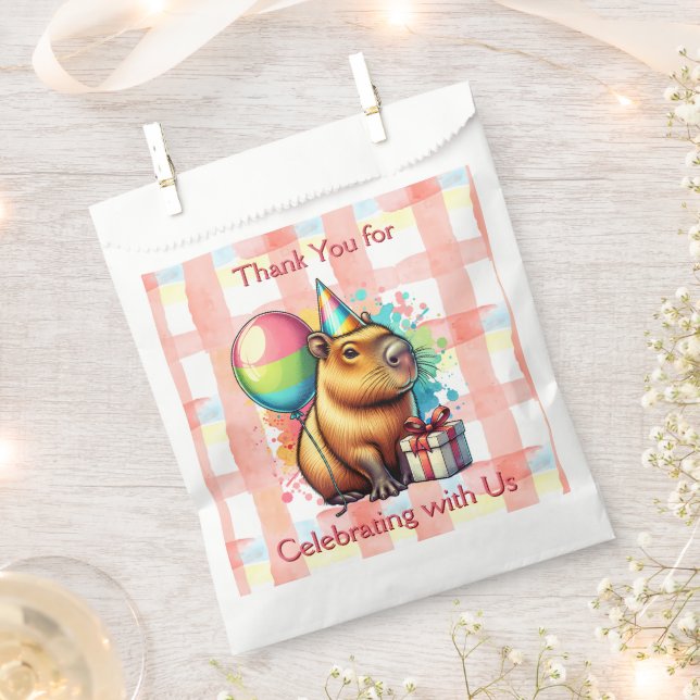 Thank You Girl's Birthday Party Capybara  Favour Bags (Clipped)