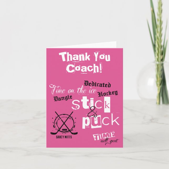 Thank You Girls Hockey Coach Stick Puck Time Pink (Front)