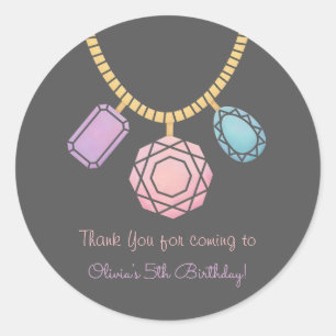 Thank You Glam Jewellery Girls Birthday Party Classic Round Sticker