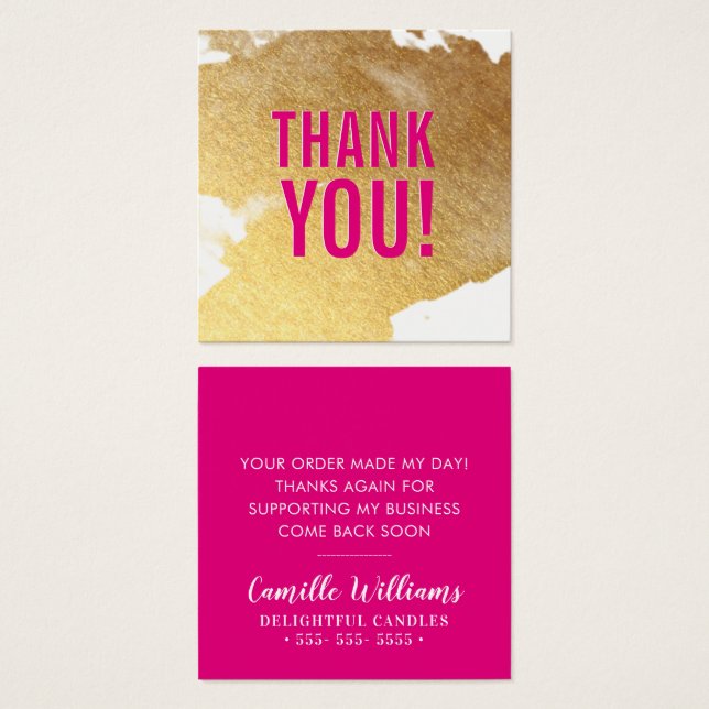 THANK YOU glam luxe faux gold foil splash hot pink (Front & Back)