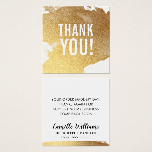 THANK YOU glamourous luxe faux gold foil splash (Front & Back)