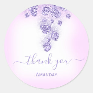 Thank You Glitter Bridal Sweet 16th Pink Purple Classic Round Sticker
