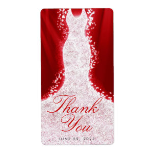 Thank You Glitter Dress on Red Custom Wine Label