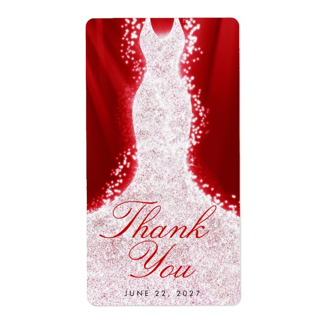 Thank You Glitter Dress on Red Custom Wine Label (Front)