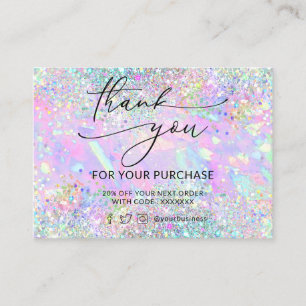 thank you glitter opal business card