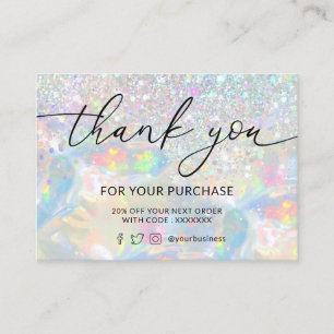  thank you glitter opal texture business card
