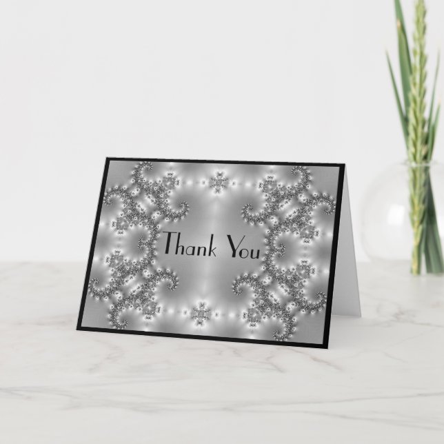 Thank you Glittery  Silver  Black Card (Front)