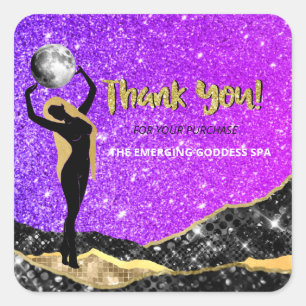 *~* THANK YOU - Goddess Ombre Pastel Glitter  Square Sticker