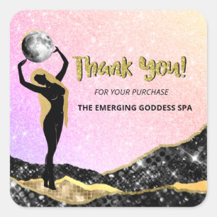*~* THANK YOU Goddess Pastel  Ombre Glitter  Square Sticker