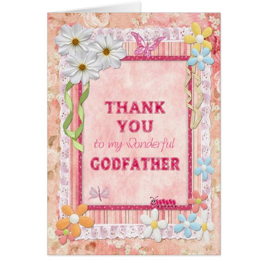 Thank you Godfather, flowers craft card