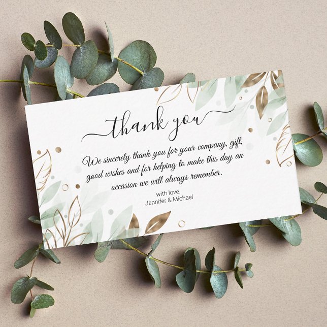 thank you gold and green botanical wedding modern card (Creator Uploaded)