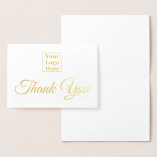 Thank You Gold and White Elegant Business Logo Foil Card