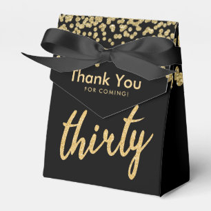 Thank You Gold Black "Thirty" Birthday Party Favour Box