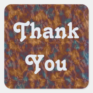 Thank You Gold Blue Tie-dye Pattern Appreciation Square Sticker