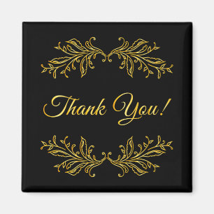 Thank You Gold Effect on Black Thank You Magnet