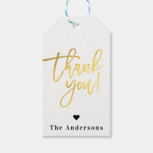 Thank You Gold Foil Modern Script Wedding Favour Gift Tags