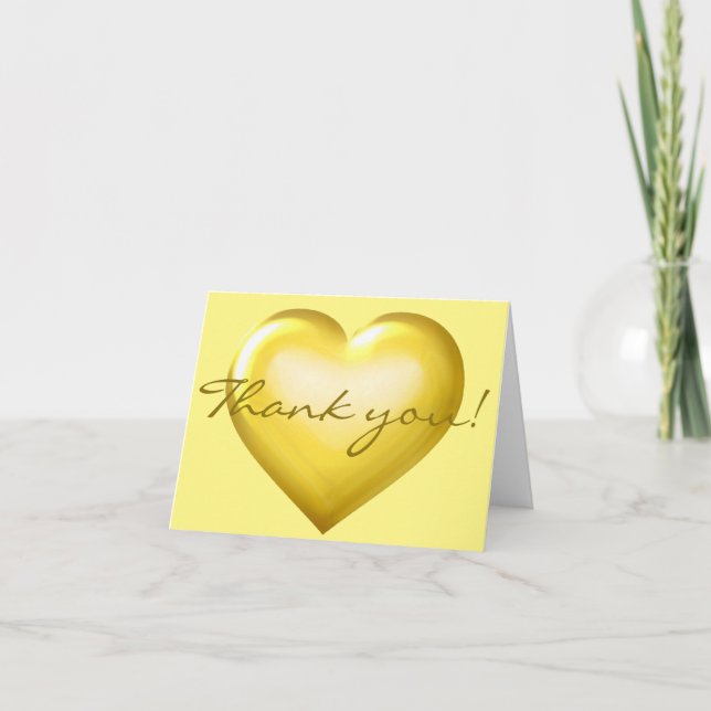Thank You! Gold Glass Heart - blank inside Thank You Card (Front)