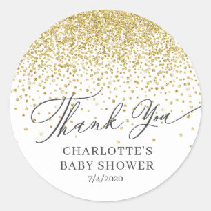 Thank You Gold Glitter Favour Sticker