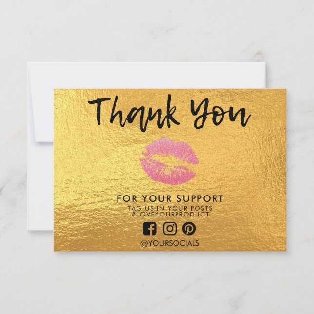 Thank You Gold Glitter Lips Media Insert (Front)