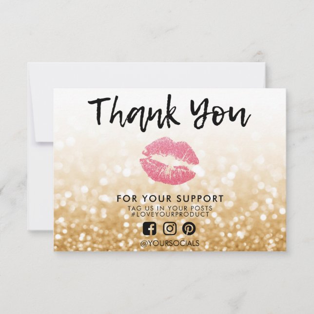 Thank You Gold Glitter Pink Lips Media Insert (Front)