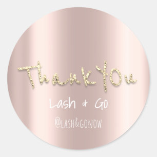 Thank You Gold Glitter Script Wedding Favour Rose Classic Round Sticker