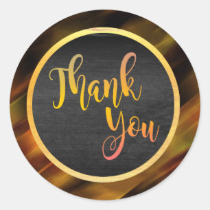 Thank You Gold Glitter Wedding Glow Classic Round Sticker
