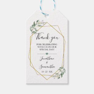 Thank you gold greenery bridal shower favour tag
