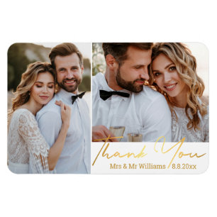 thank you,gold handwritting wedding photos collage magnet