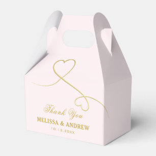 Thank You   Gold Hearts   Blush Pink Wedding Favour Box