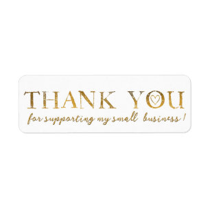 Thank You Gold Hearts Faux Gold Foil Thanks Label