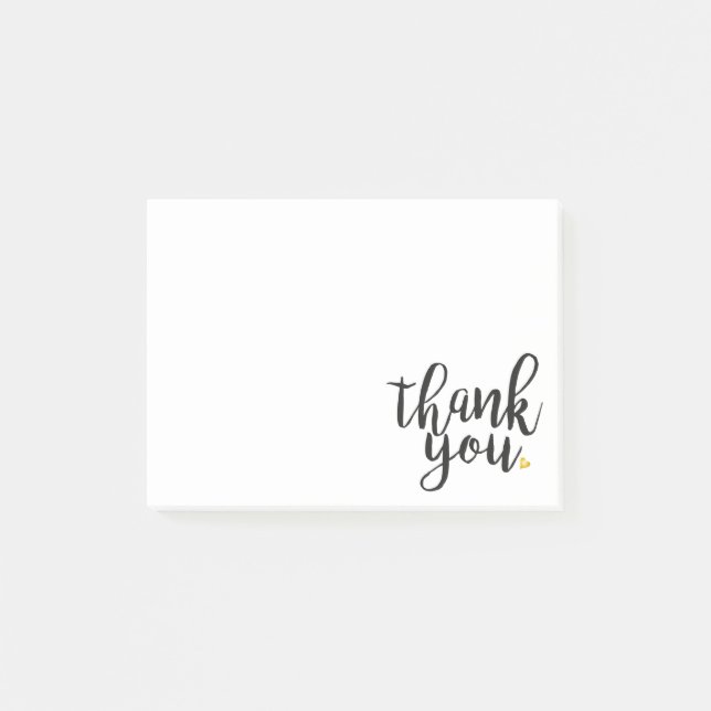 Thank You Gold Love Heart Post-it Notes (Front)