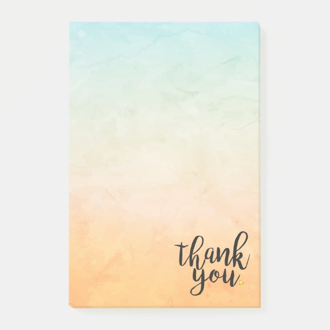 Thank You Gold Love Heart Watercolour Post-it Notes (Front)