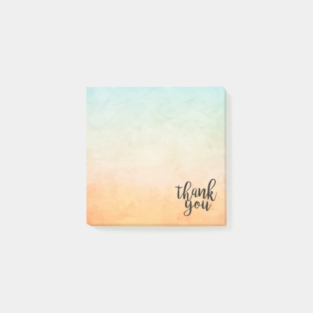 Thank You Gold Love Heart Watercolour Post-it Notes (Front)