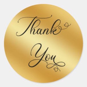 thank you,gold metal background classic round sticker