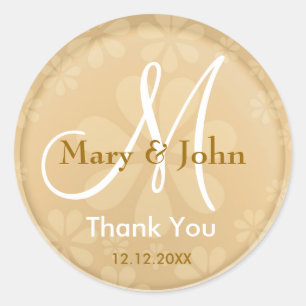 Thank You Gold Monogrammed Wedding Stickers