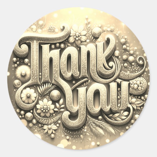 Thank You Gold Ornamental Classic Round Sticker (Front)