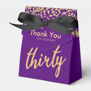 Thank You Gold Purple "Thirty" Birthday Party Favour Box