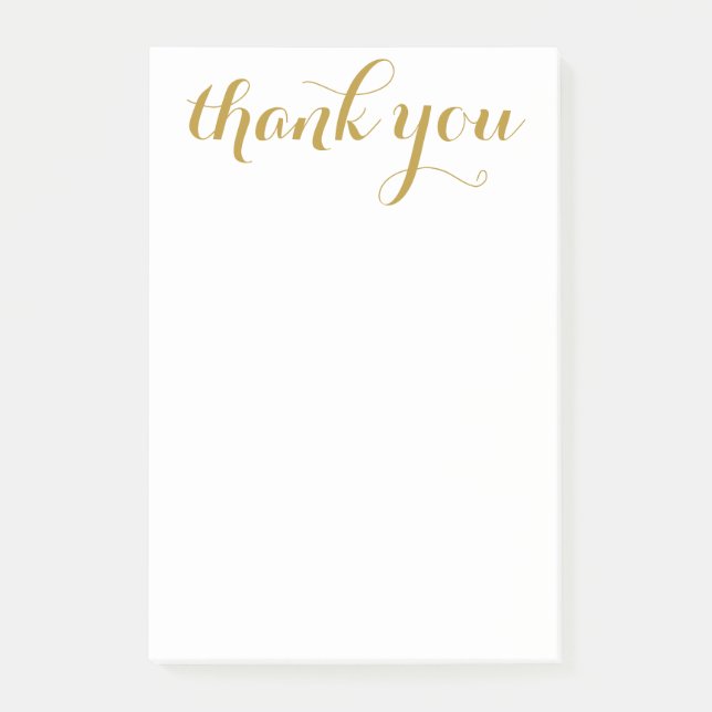 Thank You Gold Script 4 x 6 Post-it Notes (Front)