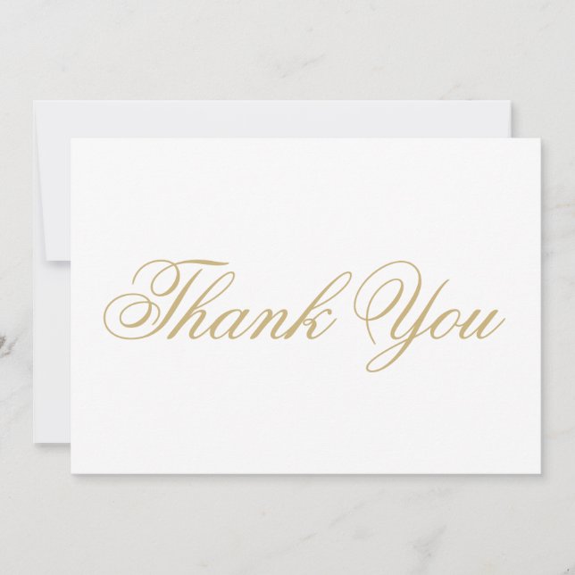 Thank You gold script classic elegant chic card (Front)